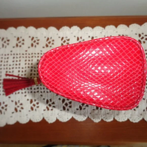 Michael Kors Clutch Evening Bag Cosmetic Case Make Up Pouch Red Snakeskin Look - Picture 4 of 12